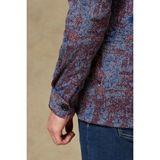 Abbate Legend Örme Kumaş Viskon Karışımlı Overshirt Fit Mürdüm Klasik Yaka Erkek Desenli Gömlek Ceket - XL