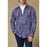 Abbate Legend Örme Kumaş Viskon Karışımlı Overshirt Fit Mürdüm Klasik Yaka Erkek Desenli Gömlek Ceket