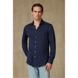 Abbate Lorenzo Jersey Viskon Karışımlı Comfort Fit Lacivert Klasik Yaka Erkek Düz Gömlek
