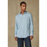 Abbate Lorenzo Jersey Viskon Karışımlı Comfort Fit Mavi Klasik Yaka Erkek Düz Gömlek