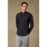 Abbate Mao Poplin Stretch Pamuk Karışımlı Slim Fit Siyah Hakim Yaka Erkek Düz Gömlek - XL
