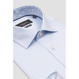 Abbate Martino Twill %100 Pamuk Slim Fit Açık Mavi Klasik Yaka Erkek Düz Gömlek - 2XL