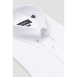 Abbate Pino Saten %100 Pamuk Slim Fit Beyaz Iğneli Yaka Erkek Düz Gömlek