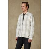 Abbate Prato Flanel Pamuklu Overshirt Fit Ekru Klasik Yaka Erkek Ekoseli Gömlek Ceket - XL
