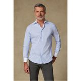 Abbate Sartoria Poplin Stretch Pamuk Karışımlı Slim Fit Açık Mavi İtalyan Yaka Erkek Çizgili Gömlek