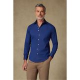 Abbate Sartoria Poplin Stretch Pamuk Karışımlı Slim Fit Lacivert İtalyan Yaka Erkek Düz Gömlek