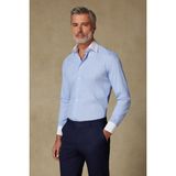 Abbate Sartoria Poplin Stretch Pamuk Karışımlı Slim Fit Mavi Italyan Yaka Erkek Düz Gömlek - 2XL