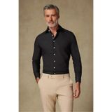 Abbate Sartoria Poplin Stretch Pamuk Karışımlı Slim Fit Siyah İtalyan Yaka Erkek Düz Gömlek Hediye Kutulu