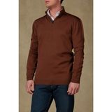 Abbate Velo Örme Kumaş Rayon Karışımlı Modern Fit Kahverengi Dik Yaka Erkek Düz Triko - S