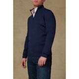 Abbate Velo Örme Kumaş Rayon Karışımlı Modern Fit Lacivert Dik Yaka Erkek Düz Triko - S