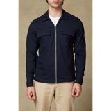 Abbate Verso Twill Overshirt Polyviskon Karışımlı Overshirt Fit Lacivert Klasik Yaka Erkek Çizgili Gömlek