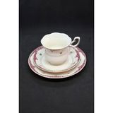 Abbetc F. Bone China Porselen Çay Fincanı ve Tabakları 3 Parça 150 ml - 1 Adet - Kırmızı