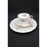 Abbetc Royal Kent Porselen Tek Kişilik Kahve, Çay Fincanı ve Tabakları 3 Parça 150 ml - Pembe - Mavi - 1 Adet