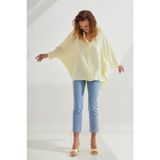 Abbra Kadın Oversize Keten Gömlek