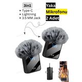 Abbruch By Sabron 2 Adet F11 Profesyonel Kablosuz Yaka Mikrofonu 3in1 Mikrofon Type-C/Lightning/Jack