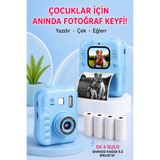 Abbruch Çocuklar İçin Anında Baskı Yapan Dijital Fotoğraf Makinesi – IPS Ekranlı, Selfie Aynalı, LED Flaşlı, 4 Rulo Kağıt Hediyeli Çocuk Kamerası