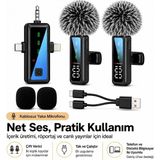 Abbruch H68 2 Adet Profesyonel Kablosuz Yaka Mikrofonu 3in1 Mikrofon Type-C/lightning/jack Vlog Röportaj Canlı Yayın