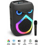Abbruch Kablosuz Mikrofonlu Taşınabilir Karaoke Bluetooth Hoparlör Rgb LED Işıklı 1800MAH 12W Çift Hoparlör 2x4 Inc