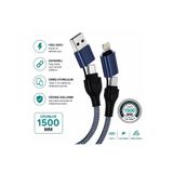 Abbruch USB to Type-C & Lightning Çoklu Şarj Kablosu 1.5 Metre Örgülü Dayanıklı Hızlı Şarj Uyumlu