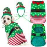 Abbylike 2 Adet Noel Köpek Giysileri Takım LED Noel Evcil Hayvan Kafa Bandı Köpek Kıyafeti Renkli LED Işıklı Köpek Kostümü Parti Tatili Küçük Orta Köpekler için Sevimli Noel Köpek Kostüm Aksesuarı