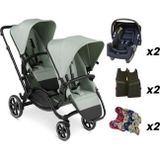 Abc Design Zoom Pine Ikiz Bebek Arabası Travel Set (Ikiz Bebek Arabası + Jixy Siyah Ana Kucağı)