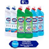 ABC Ultra Çamaşır Suyu 6'lı Paket 750 ml Yoğun Kıvamda Hijyenik Temizlik Sağlar