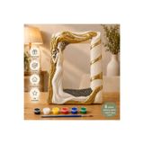 ABCPANO Boyanabilir Dekoratif Fotoğraf Çerçevesi 23x28 cm – Taş Tozu Seramik Çerçeve – Kendin Boya Hobi Seti – El Yapımı Dekor