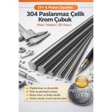 abcpaslanmaz Krom Mil Ø4 mm | 1 Metre | 3 Adet | Paslanmaz Çelik Çubuk Seti