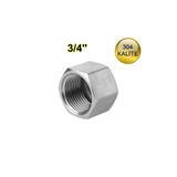 abcpaslanmaz Paslanmaz Çelik Kör Tapa 3/4'' (2 Adet) İç Dişli Krom 304 Kalite