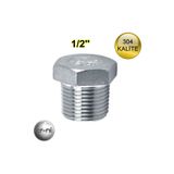 abcpaslanmaz Paslanmaz Çelik Kör Tapa Dış Dişli Krom 304 Kalite 1/2'' (2 Adet)