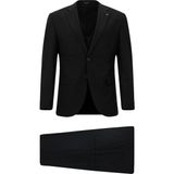 Abdullah Kiğılı 4 Drop Relaxed Fit Rahat Kesim Yünlü Takım Elbise - Siyah - Slim Fit Kalıp - 50