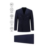 Abdullah Kiğılı 6 Drop Regular Fit Standart Kesim Flex Suit Yünlü Kareli Kruvaze Çantalı Takım Elbise