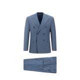Abdullah Kiğılı 7 Drop Slim Fit Dar Kesim Yünlü Çizgili Kruvaze Takım Elbise