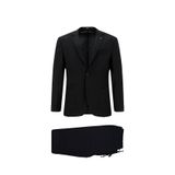 Abdullah Kiğılı 7 Drop Super Slim Fit Eksra Dar Kesim Yünlü Ekose Beli Lastikli İpli Gofre Takım Elbise