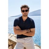 Abdullah Kiğılı Regular Fit Lyocell İpek Karışımlı Düğmeli Polo Yaka T-shirt