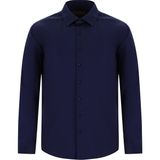 Abdullah Kiğılı Uzun Kol Slim Fit Dar Kesim Klasik Non Iron Saten Pamuk Gömlek - Koyu Lacivert - XS