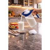 abenim 1500 cc Mavi Kapaklı Cam Ayran Karıştırma Sürahisi yedek kapaklı