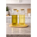 abenim Bambu Standlı 2’li 1000 ml Yağdanlık Yağlık Sirkelik Set Herbiri 1000 ml