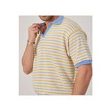Abenim Beli Lastikli Triko Kumaş Mavi Çizgili Tshirt