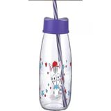 Abenim Çocuklar Için Isıya Dayanıklı Hayvan Figürlü Pipetli Su Süt Meyve Suyu Şişesi Cam 500 Ml