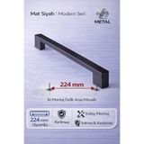 ABERTİCARET 1. Sınıf Metal Köprü 224 MM (22,4 Cm) Mat Siyah Fırın Boya Çekmece Dolap Mobilya Kulpu