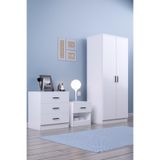 ABETE - 2 KAPILI 1 ÇEKMECELİ GARDIROP + KOMODİN + 3 ÇEKMECELİ ŞİFONYER TAKIM - BEYAZ