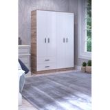 ABETE - 4 KAPILI 2 ÇEKMECELİ 2 ASKILIKLI GARDIROP - ATLANTİK ÇAM/BEYAZ