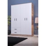 ABETE-4 KAPILI 2 ÇEKMECELİ GARDIROP-CEVİZ/BEYAZ