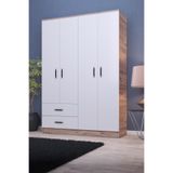 ABETE-4 KAPILI 2 ÇEKMECELİ GARDIROP-CEVİZ/BEYAZ