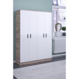 ABETE-4 KAPILI GARDIROP-ÇEKMECESİZ/CEVİZ-BEYAZ