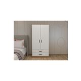 Abete Mobılya 2 Kapili 2 Cekmeceli Gardirop / Atlantik Cam-Beyaz