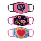 ABG Accessories Kız Çocuk 3'lü Paket Moda Koruma, Yeniden Kullanılabilir Kumaş Yüz Maskesi Yaş 3-7, Kalp Tasarımı, 3 Count (Pack of 1)