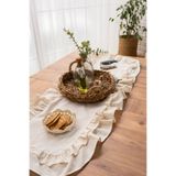 abidehanım Rufle I Runner Naturel ÇiftFırfırlı Keten Vintage 40 X 110 Cm