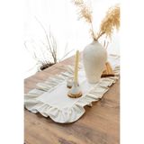 abidehanım Rufle I Runner Naturel Fırfırlı Pamuk Keten Vintage 40 X 110 Cm